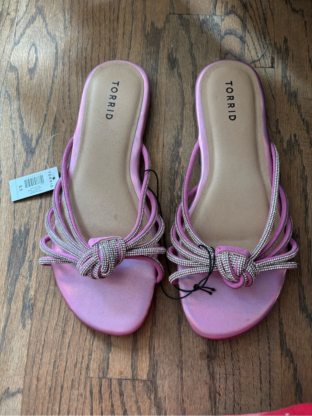 Torrid (WW) Pink Crystal Knotted Slide Sandals
